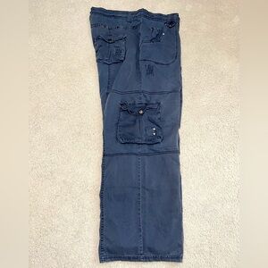 Tall-Plus blue cotton cargo pants